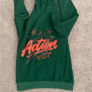 Green Hoodie with Red Graphic